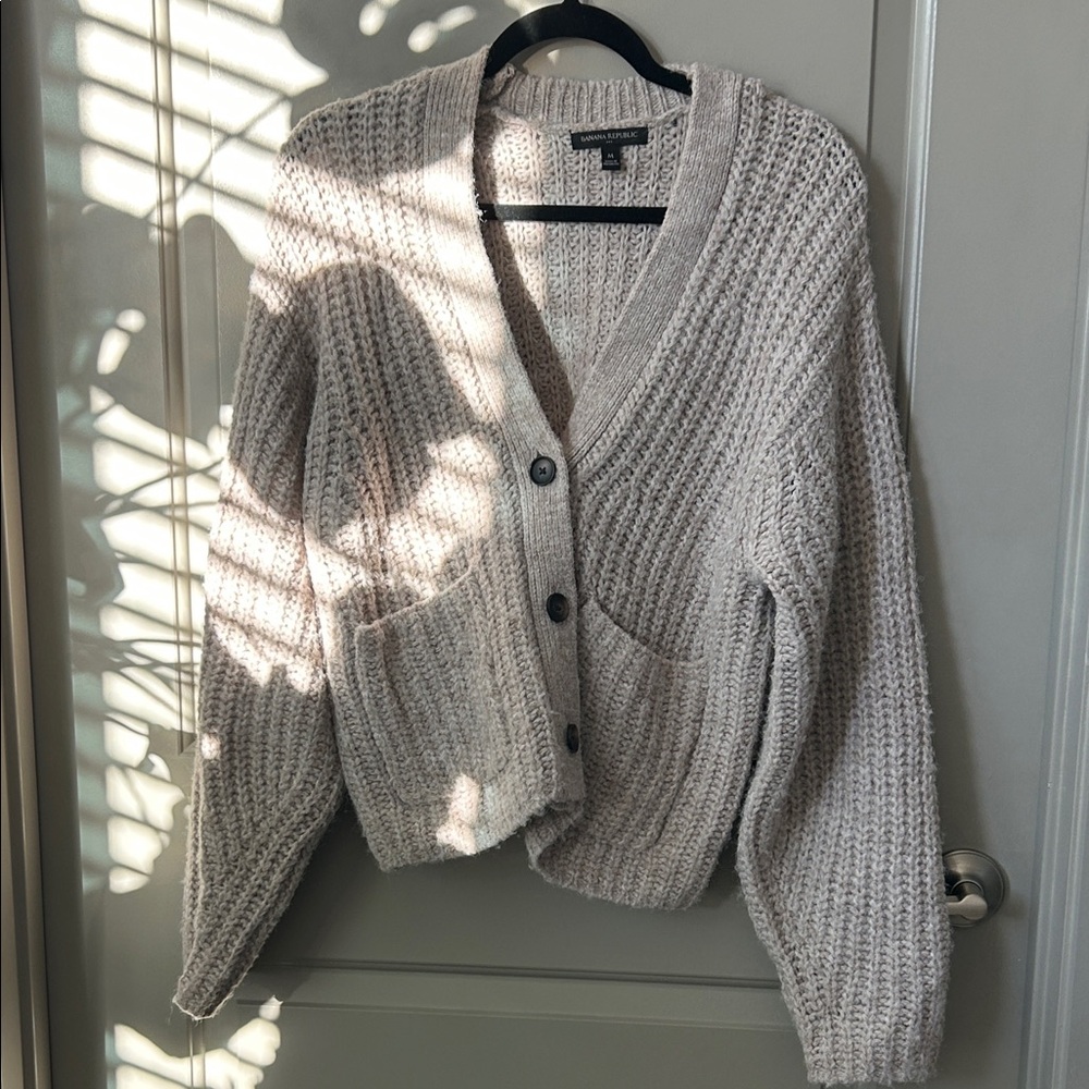 Banana Republic Beige Button-Up Cardigan